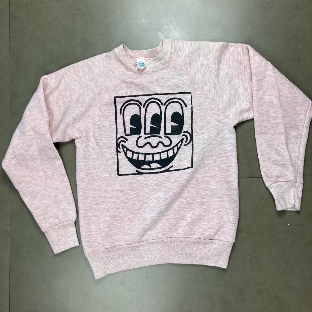 80s Keith Harring Sweater 3 Eyed Smiling Face